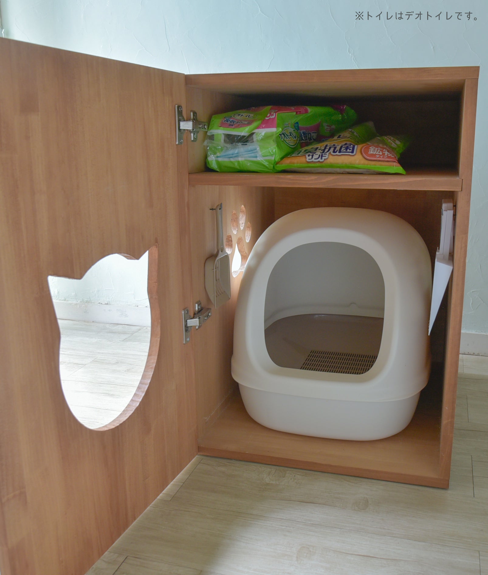 AOK　　　猫犬トイレ収納カバー 木製 隠す家具 デオトイレ対応 大容量収納付！デオトイレのサイズに対応したHandmade for Catsの天然